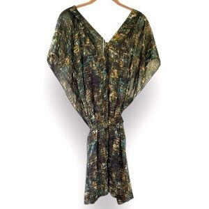 🐠BB Dakota by Steve Madden Kimono Mini Dress – Green, Gold Abstract small